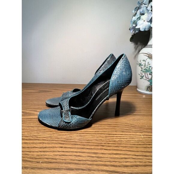 BCBGMaxAzaria Snakeskin Blue Heels | 8.5 - Picture 1 of 9
